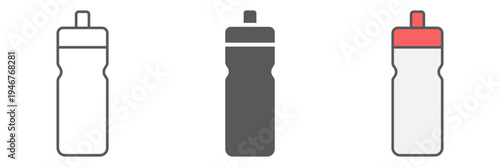 Sport bottle icon set, drink and container, water bottle sign, vector graphics, a linear pattern on a white background.