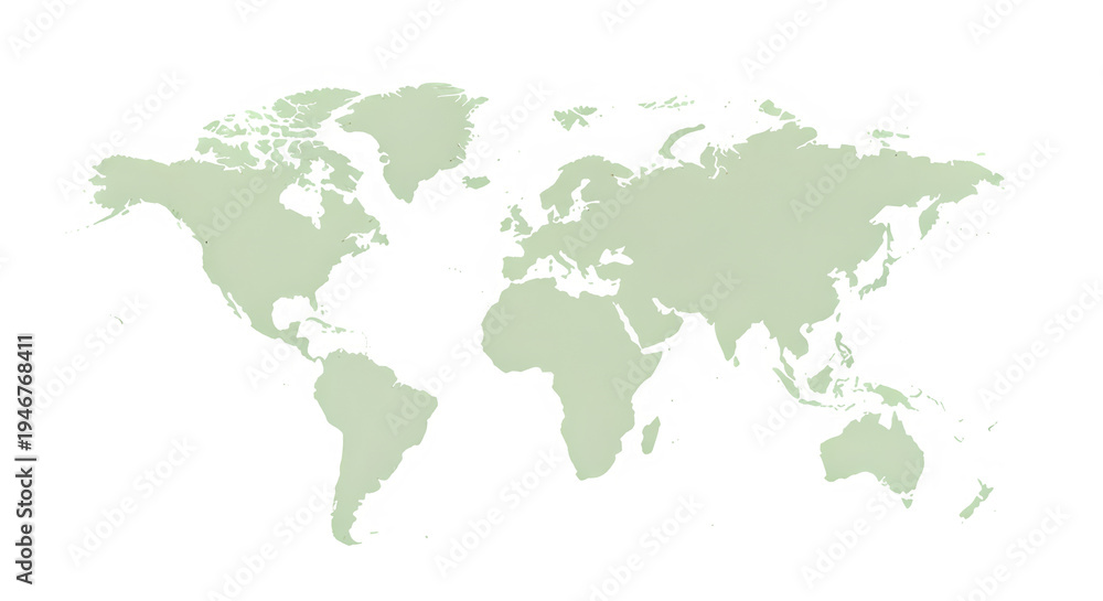 Obraz premium World map silhouette showing continents and oceans.