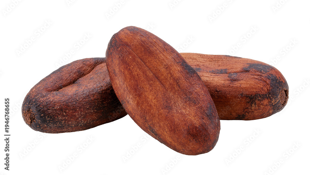 Obraz premium Isolated delicious cocoa beans, raw material for chocolate and confectionery industry.