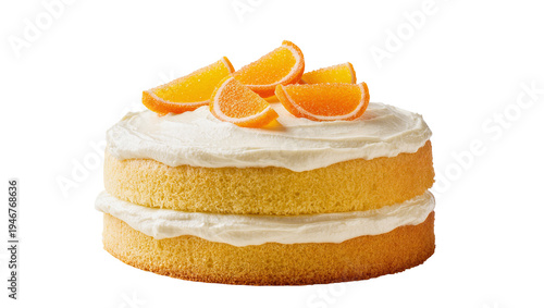 Εκτύπωση καμβά Isolated delicious two-layer vanilla sponge cake with white frosting and candied