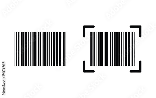 Barcode Icon, barcode vector symbol for product distribution, retail scanning label design, simple fake bar code graphic, web interface element, isolated on white background vector illustration.