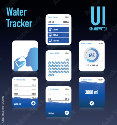 Smartwatch Hydration Progress Tracking Interface No.17