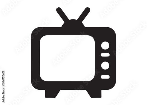 television logo silhouette vector, Vintage retro antenna television logo silhouette vector illustration, old tv logo, box tv logo, tv retro logo silhouette design on white background