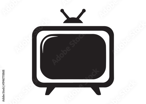 television logo silhouette vector, Vintage retro antenna television logo silhouette vector illustration, old tv logo, box tv logo, tv retro logo silhouette design on white background