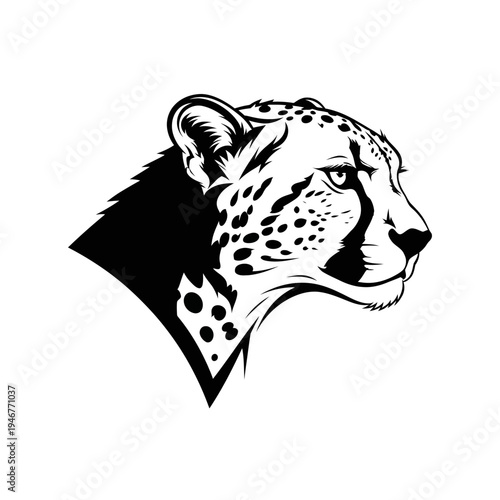 Cheetah Head Silhouette, Majestic Big Cat Profile, Wild Animal Vector Art