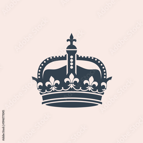 Silhouette of a royal crown with ornate details on a pale pink background.