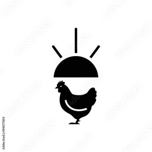 Chicken Under Heat Lamp Icon - Poultry Farming and Agriculture Symbol