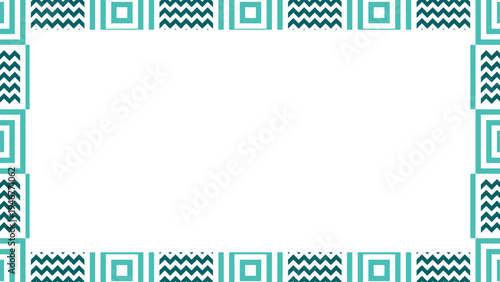 Decorative Teal and White Geometric Patterned Border Frame for Design Projects