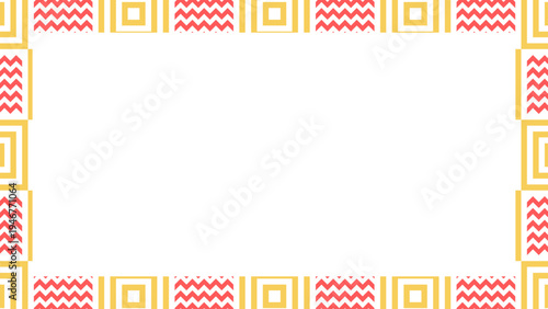 Retro Geometric Border Design with Yellow and Red Zigzag and Square Patterns
