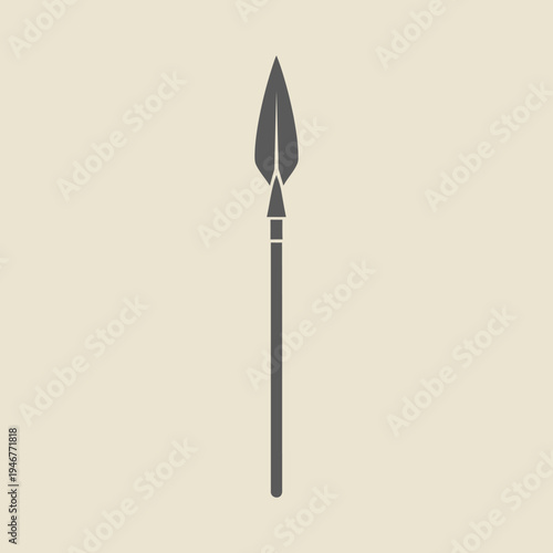 Illustration of a spear with a dark gray blade and a long handle.
