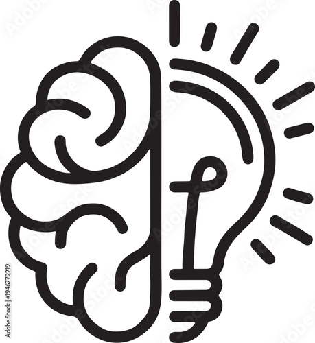 brain lightbulb idea creativity intelligence icon outline vector illustration