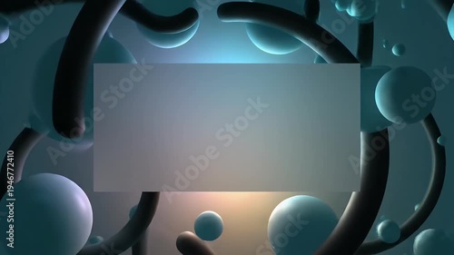 Abstract Background with Spheres and a Rectangular Frame.