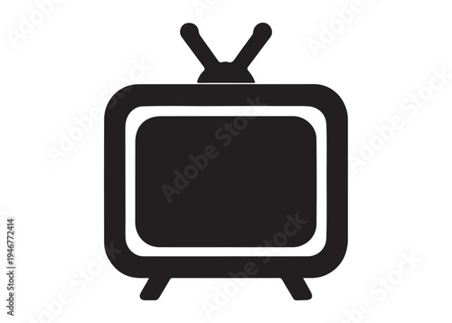 television logo silhouette vector, Vintage retro antenna television logo silhouette vector illustration, old tv logo, box tv logo, tv retro logo silhouette design on white background