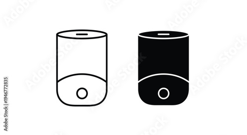 Two cylindrical battery icons, one outlined and one filled, on a white background with a simple line art style.