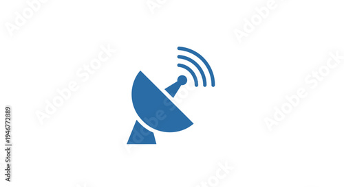 A Blue Satellite Dish Icon Communicating Signals in a Digital Wireless Network Environment
