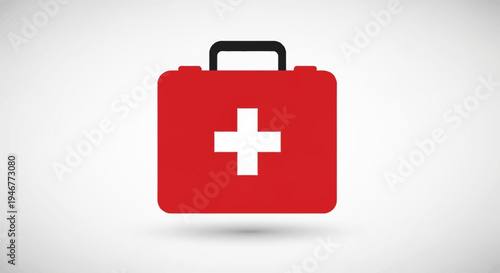 A graphic illustration of a first aid kit, medical emergency, and healthcare concept