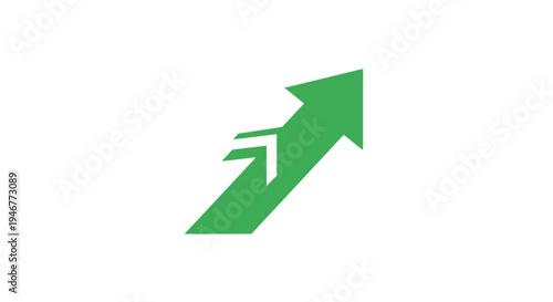 A green arrow symbol pointing upwards indicating growth, progress, and improvement