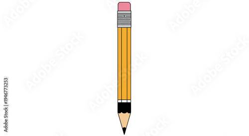 A Simple Illustration of a Yellow Pencil on a White Background Ready for Writing