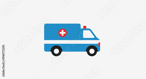 A Simplified Graphic Representation of an Ambulance in a Clean and Minimalist Style