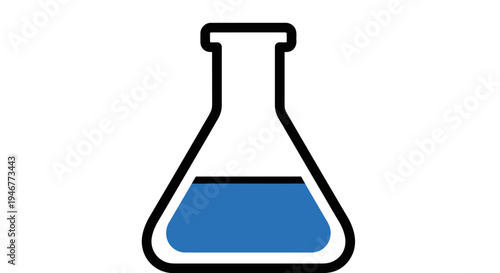A vector illustration of a conical flask with blue liquid for scientific purposes