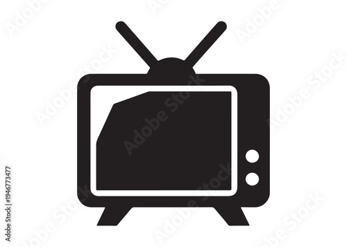 television logo silhouette vector, Vintage retro antenna television logo silhouette vector illustration, old tv logo, box tv logo, tv retro logo silhouette design on white background