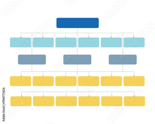 A blurry organizational chart or flowchart with various colored rectangles