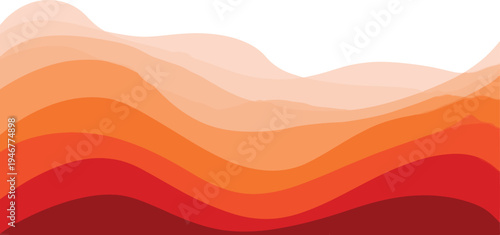Vibrant red and orange abstract wavy background, modern gradient layers for creative design, paper cut