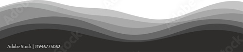 Gray scale abstract wave pattern, modern gradient background for design elements and banners, black and white, paper cut