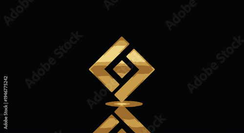 Golden Logo Design With Reflection.