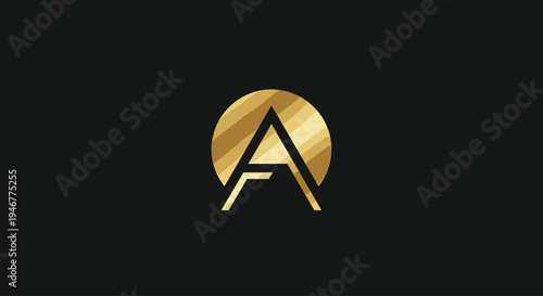 Golden Letter A Logo Design.