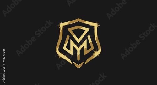 Golden Shield Emblem Logo Design.