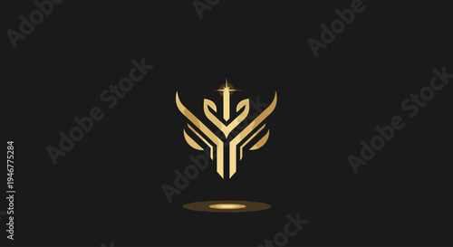 Golden Emblem Logo Design Element.