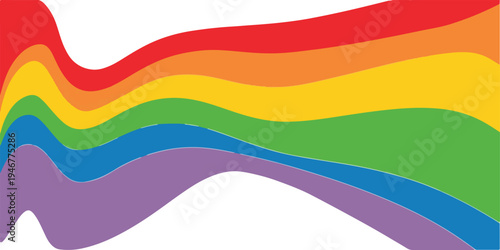 Rainbow wavy abstract background with layers and smooth curves, pride flag colors for pride month