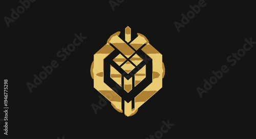 Golden Geometric Abstract Symbol Emblem.