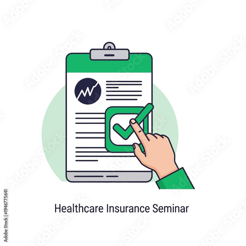Medical Insurance Approval Concept Depicted: Hand Touching Check Mark Over Healthcare Form Document