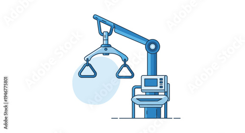 Medical Lifting Device Illustration Depicting Modern Healthcare Technology, Blue Color