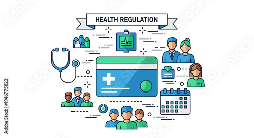 Medical Legislation And Healthcare Infrastructure Illustration With Diverse Individuals