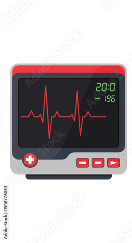 Medical Monitor Depicting Vital Signs, Cardiogram Displaying Heartbeat Activity in Patient