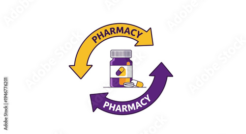 Medical Pharmacy Symbol with Bottle and Pills Representing Healthcare Solutions for Everyone