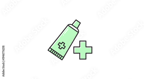 Medical Ointment Tube With Cross Icon Illustrating Health and Medicine Concept