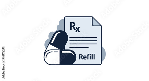 Medical Prescription And Capsule Icon Illustrating Health Treatment And Medicine Refills