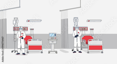 Medical Personnel Ready For Action Inside Sterile Patient Room Environment