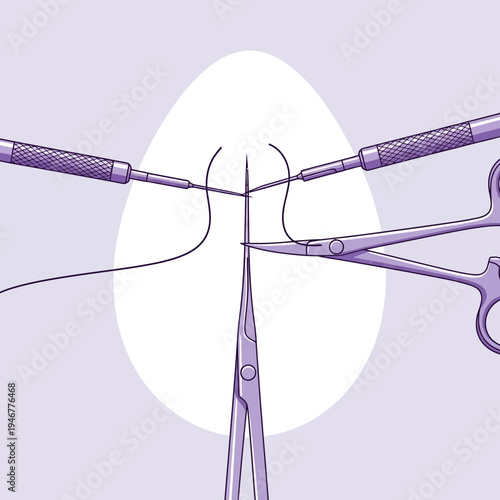 Medical Procedure Depiction: Precision Tools for Surgical Suture on Abstracted Shape