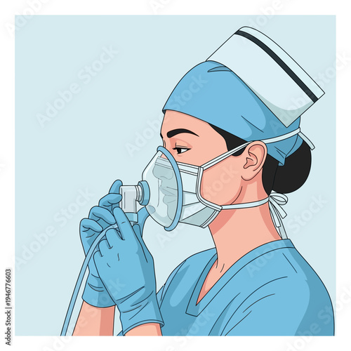 Medical Professional Adjusting Respiratory Apparatus, Delivering Critical Oxygenation for Patients