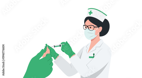 Medical Professional Administering an Injection and Providing Healthcare Illustration