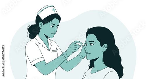 Medical Professional Administering Eye Drops to a Patient During an Examination Procedure
