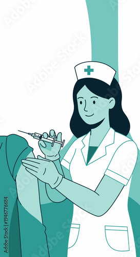 Medical Professional Administering Injection: Illustration Depicting Healthcare and Vaccination