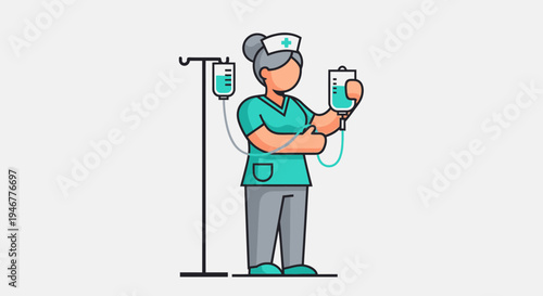 Medical Professional Administering Intravenous Fluids In A Clinical Healthcare Illustration