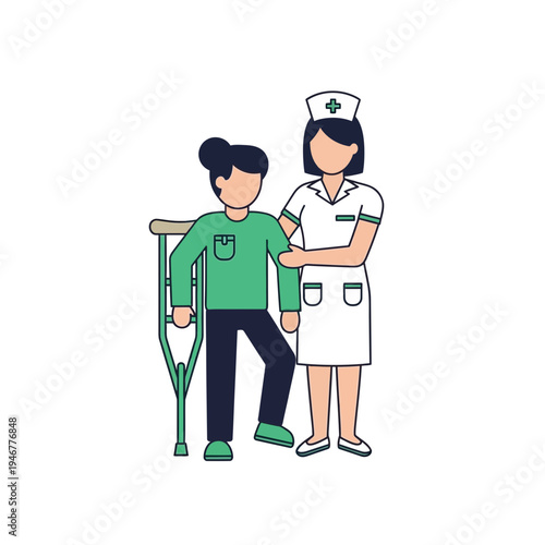 Medical Professional Aids Patient With Crutches For Recovery And Enhanced Mobility