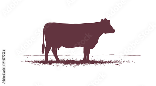 Side profile illustration of a cow on a pasture, created as a simple monochrome hand sketch.